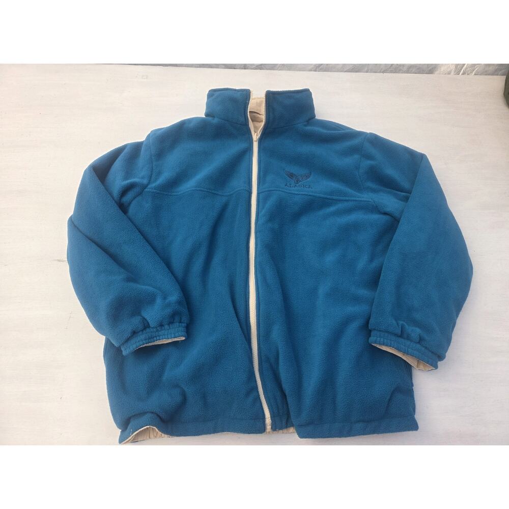 Princess Cruises Alaska Reversible Mens L Nylon Fleece Winter Jacket Cream Blue - Picture 2 of 9